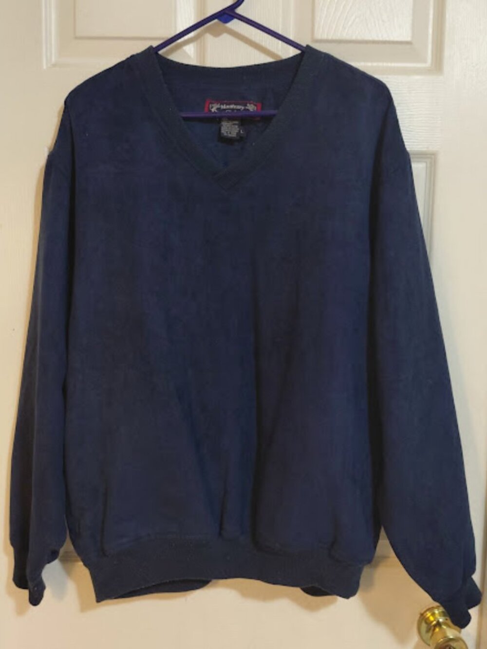 Men's Monterey Club Navy Blue V-Neck Golf Sport Long Sleeve Pull Over Jacket